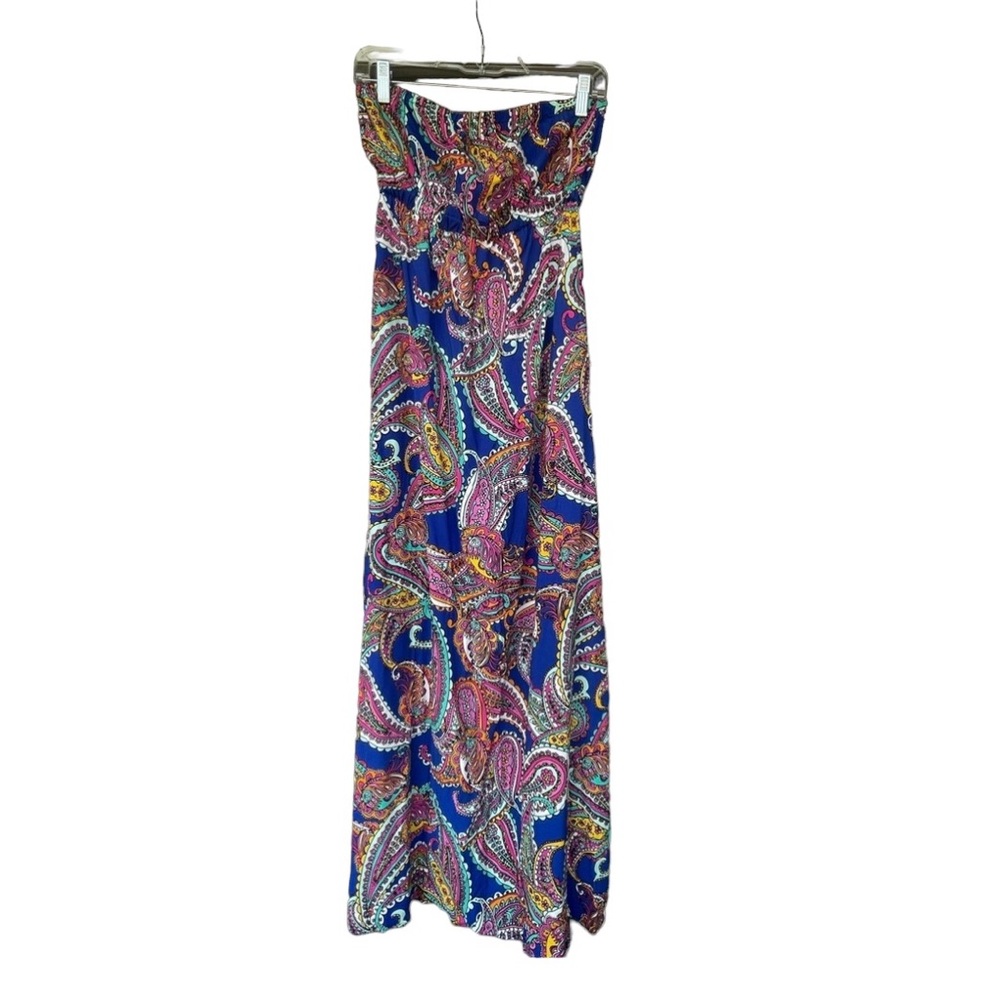 Banana Republic multi color paisley strapless dress size 6